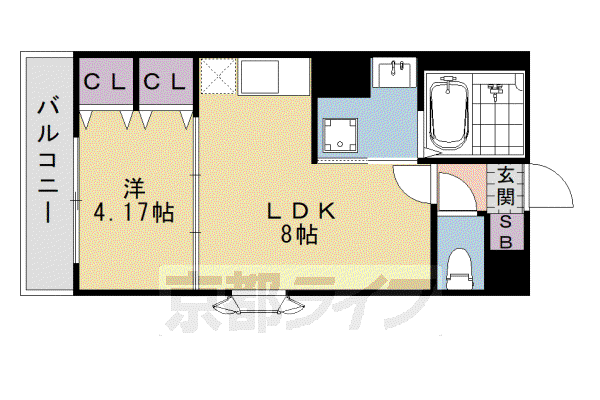 阪急電鉄京都線 桂駅 徒歩9分 3階建 築12年(1LDK/2階)の間取り写真
