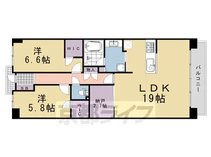 京都桂川つむぎの街 グランスクエア(2SLDK/14階)の間取り写真