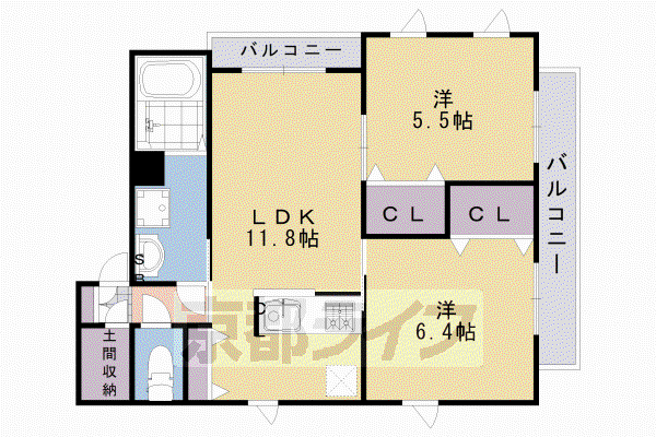 シャーメゾン栄(2LDK/2階)の間取り写真