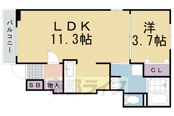 東海道本線 桂川駅(京都) 徒歩7分 2階建 築17年(1LDK/1階)の間取り写真