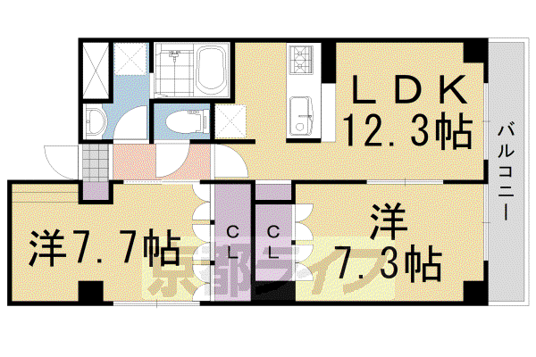 阪急電鉄京都線 西山天王山駅 徒歩10分 3階建 築16年(2LDK/1階)の間取り写真