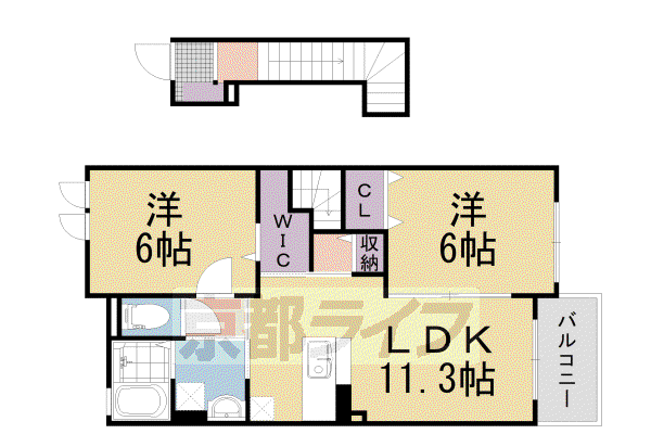 東海道本線 向日町駅 徒歩35分 2階建 築15年(2LDK/1階)の間取り写真