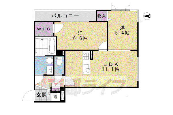 東海道本線 向日町駅 徒歩18分 3階建 築14年(2LDK/2階)の間取り写真