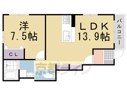 阪急電鉄京都線 東向日駅 徒歩9分 2階建 築13年(1LDK/1階)の間取り写真
