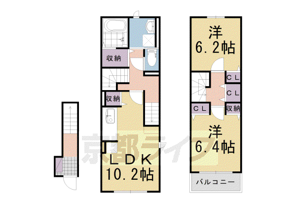阪急電鉄京都線 長岡天神駅 徒歩14分 3階建 築12年(2LDK/1階)の間取り写真