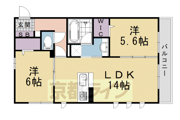 マルベリー瓜生(2LDK/2階)の間取り写真