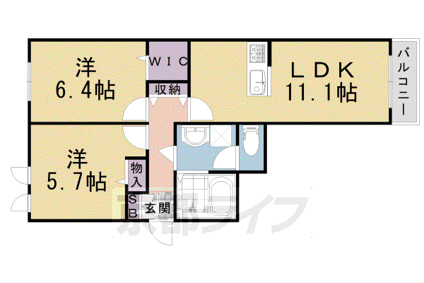 東海道本線 向日町駅 徒歩20分 2階建 築13年(2LDK/2階)の間取り写真