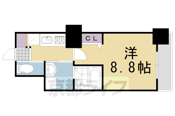 阪急電鉄京都線 洛西口駅 徒歩5分 7階建 築12年(1K/3階)の間取り写真