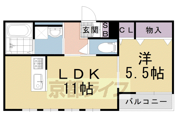 京阪電気鉄道京阪線 淀駅 徒歩25分 2階建 築11年(1LDK/2階)の間取り写真