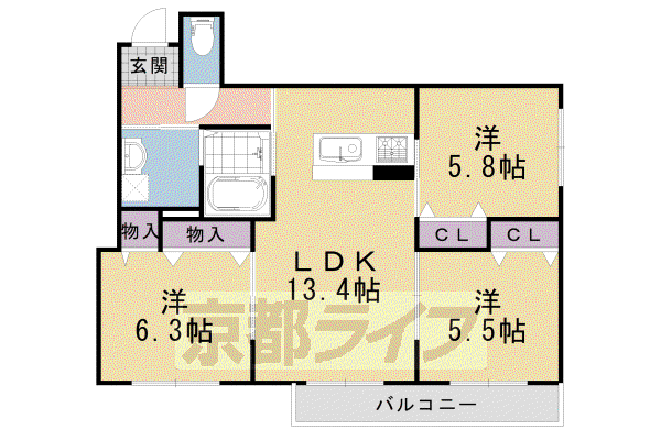ソフィア(3LDK/3階)の間取り写真