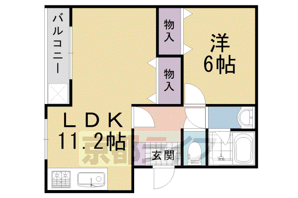 阪急電鉄京都線 東向日駅 徒歩5分 2階建 築46年(1LDK/2階)の間取り写真