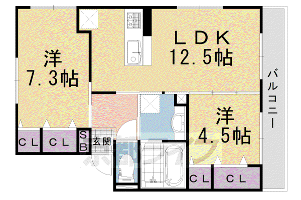 東海道本線 長岡京駅 徒歩39分 2階建 築11年(2LDK/2階)の間取り写真