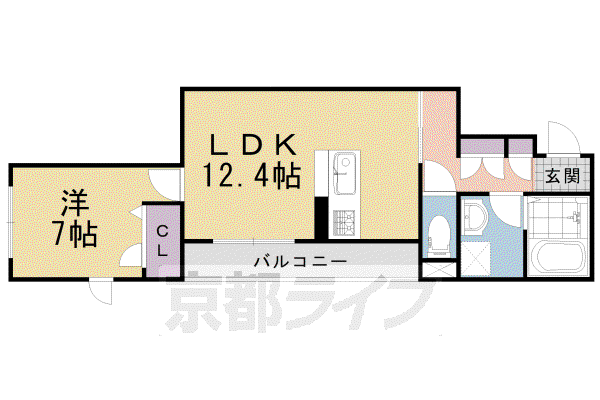 グランソレイユ向日町(1LDK/2階)の間取り写真