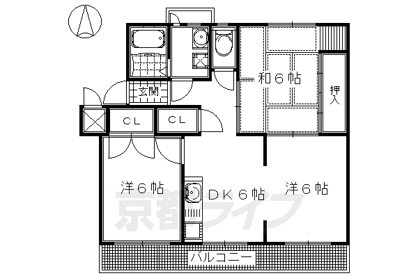 阪急電鉄京都線 西山天王山駅 徒歩7分 5階建 築56年(3DK/4階)の間取り写真
