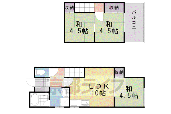 東海道本線 桂川駅(京都) 徒歩13分 2階建 築57年(3DK)の間取り写真
