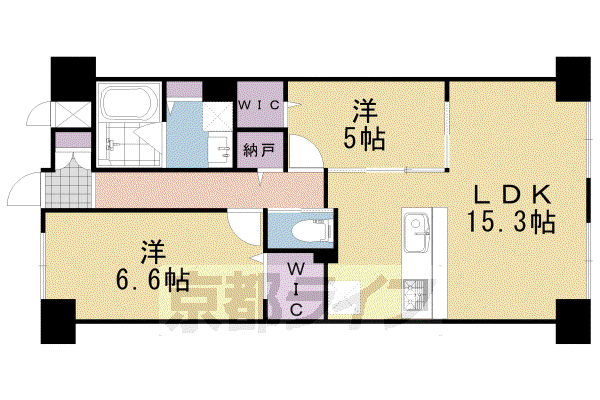 阪急電鉄京都線 西山天王山駅 徒歩1分 6階建 築10年(2LDK/5階)の間取り写真