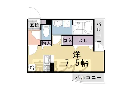 阪急電鉄京都線 西山天王山駅 徒歩3分 3階建 築9年(1K/3階)の間取り写真