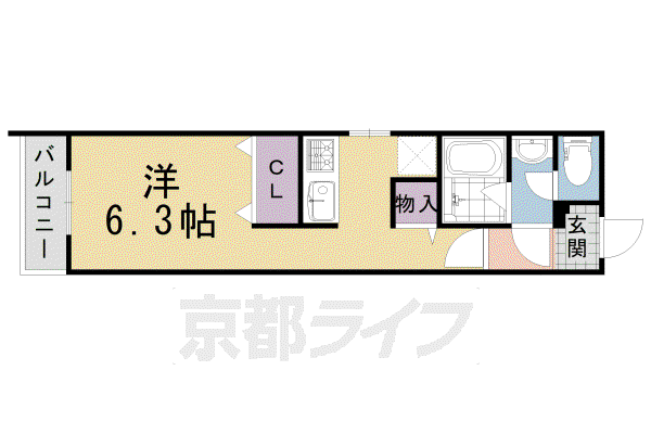 阪急電鉄京都線 西山天王山駅 徒歩3分 3階建 築10年(1K/3階)の間取り写真