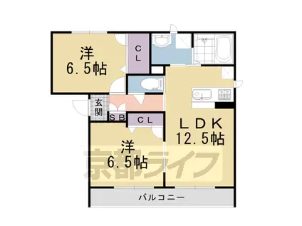 シャーメゾン祥久(2LDK/3階)の間取り写真