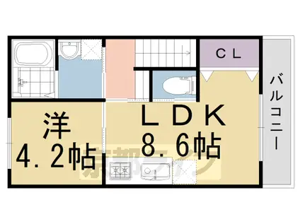 阪急電鉄京都線 長岡天神駅 徒歩18分 2階建 築9年(1LDK/2階)の間取り写真