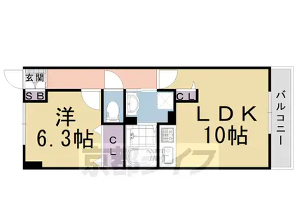 東海道本線 向日町駅 徒歩34分 6階建 築9年(1LDK/2階)の間取り写真