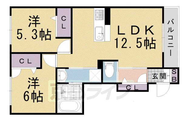 阪急電鉄京都線 西山天王山駅 徒歩20分 2階建 築9年(2LDK/1階)の間取り写真