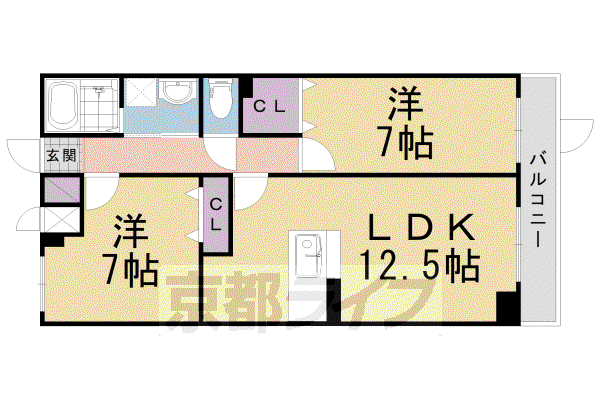 GLANZ CLK いちご館(2LDK/1階)の間取り写真