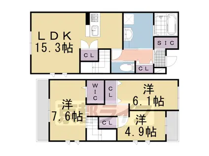 東海道本線 長岡京駅 徒歩6分 2階建 築7年(3LDK/1階)の間取り写真