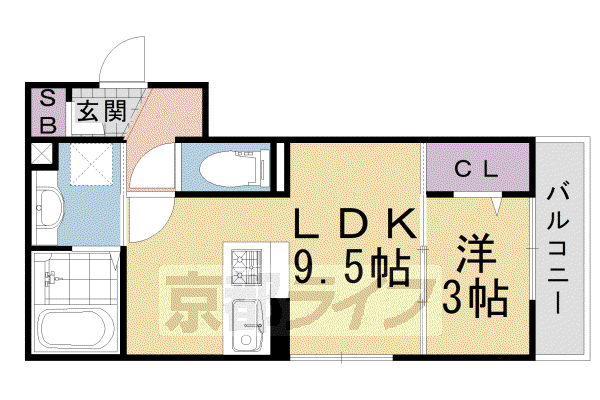 阪急電鉄京都線 西山天王山駅 徒歩9分 3階建 築7年(1LDK/3階)の間取り写真