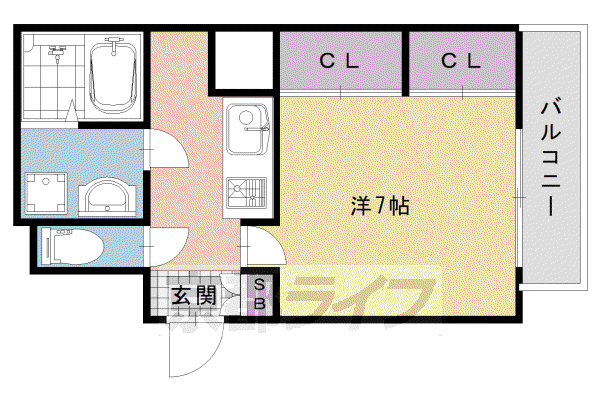 阪急電鉄京都線 長岡天神駅 徒歩9分 3階建 築7年(1K/3階)の間取り写真
