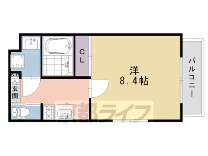 東海道本線 桂川駅(京都) 徒歩5分 5階建 築6年(1K/5階)の間取り写真