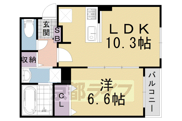 阪急電鉄京都線 西向日駅 徒歩38分 2階建 築7年(1LDK/1階)の間取り写真
