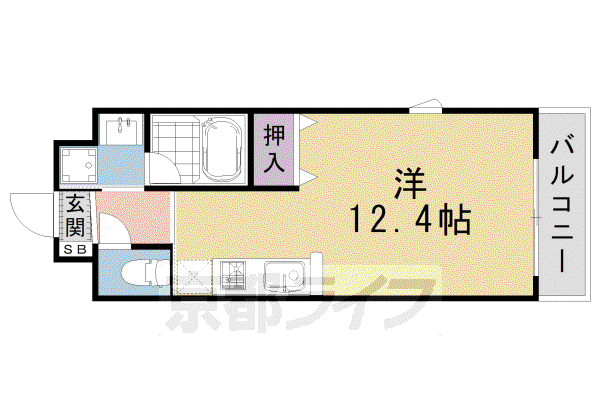 東海道本線 西大路駅 徒歩12分 8階建 築16年(1K/6階)の間取り写真