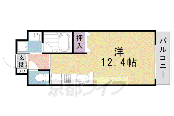 東海道本線 西大路駅 徒歩12分 8階建 築16年(1K/7階)の間取り写真
