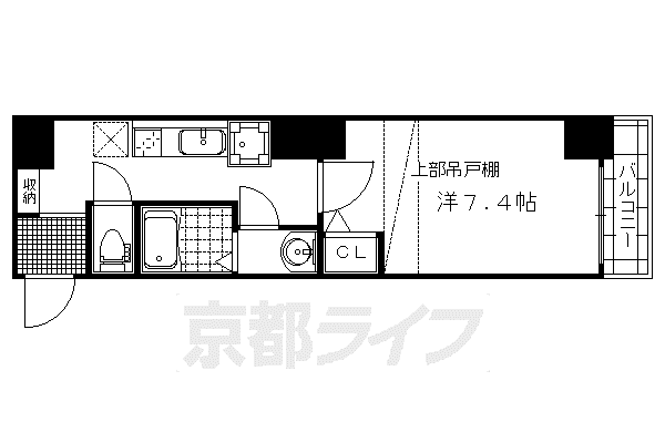 阪急電鉄京都線 西院駅(阪急) 徒歩7分 5階建 築16年(1K/2階)の間取り写真