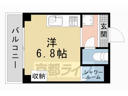 東海道本線 西大路駅 徒歩17分 5階建 築33年(ワンルーム/4階)の間取り写真