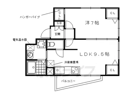 阪急電鉄京都線 西京極駅 徒歩5分 4階建 築15年(1LDK/2階)の間取り写真