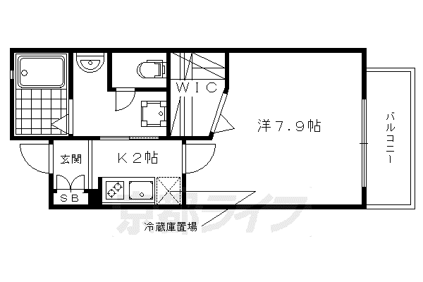 阪急電鉄京都線 西院駅(阪急) 徒歩6分 2階建 築16年(1K/2階)の間取り写真