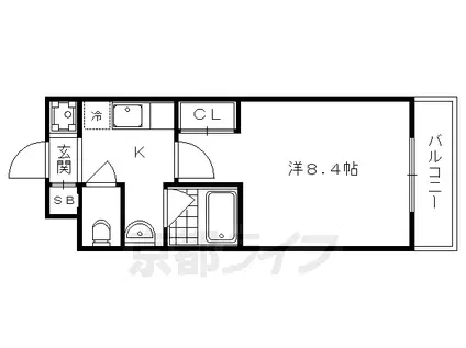京福北野線 北野白梅町駅 徒歩13分 4階建 築15年(1K/3階)の間取り写真