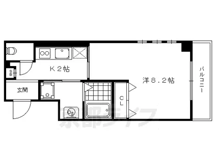 阪急電鉄京都線 西京極駅 徒歩5分 7階建 築17年(1K/6階)の間取り写真