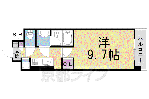 阪急電鉄京都線 西京極駅 徒歩12分 6階建 築15年(1K/4階)の間取り写真