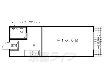 東海道本線 西大路駅 徒歩7分 4階建 築37年(ワンルーム/3階)の間取り写真