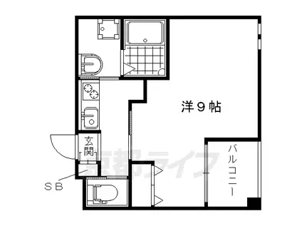 阪急電鉄京都線 西院駅(阪急) 徒歩6分 4階建 築18年(1K/2階)の間取り写真