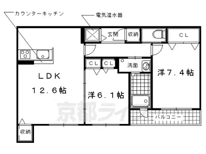 山陰本線 花園駅(京都) 徒歩7分 3階建 築14年(2LDK/3階)の間取り写真