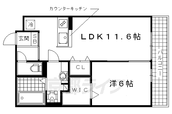 京都市東西線 太秦天神川駅 徒歩13分 3階建 築15年(1LDK/3階)の間取り写真