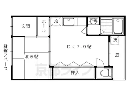 東海道本線 京都駅 徒歩9分 1階建 築14年(1DK)の間取り写真