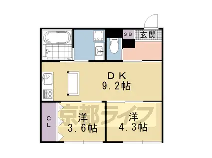 グレース吉祥院(2DK/2階)の間取り写真