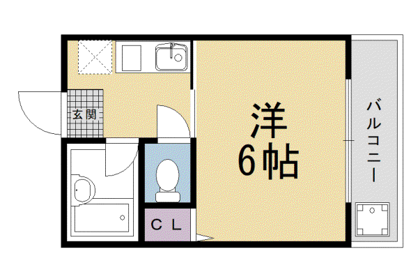 ピアレス多喜(1K/3階)の間取り写真