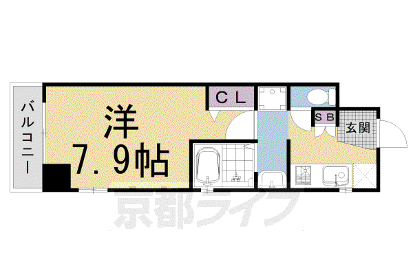 山陰本線 二条駅 徒歩9分 5階建 築14年(1K/2階)の間取り写真