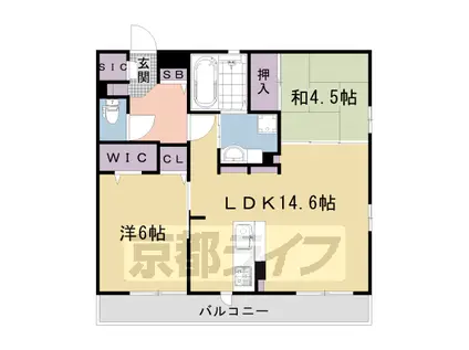 山陰本線 嵯峨嵐山駅 徒歩3分 3階建 築13年(2LDK/1階)の間取り写真